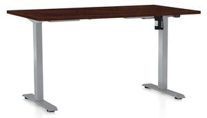 Výškově nastavitelný stůl OfficeTech A, 140 x 80 cm, šedá podnož, wenge