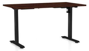 Výškově nastavitelný stůl OfficeTech A, 120 x 80 cm, černá podnož, wenge