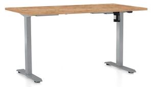 Výškově nastavitelný stůl OfficeTech A, 120 x 80 cm, šedá podnož, dub kraft
