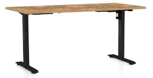 Výškově nastavitelný stůl OfficeTech A, 160 x 80 cm, černá podnož, dub zlatý