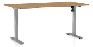 Výškově nastavitelný stůl OfficeTech A, 160 x 80 cm, šedá podnož, dub kamenný
