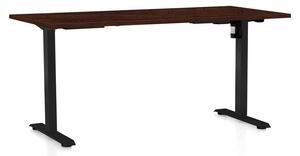 Výškově nastavitelný stůl OfficeTech A, 160 x 80 cm, černá podnož, wenge