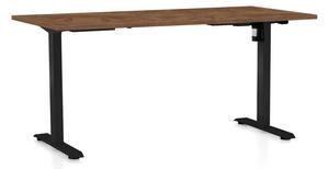 Výškově nastavitelný stůl OfficeTech A, 160 x 80 cm, černá podnož, dub silverjack