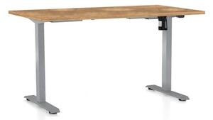 Výškově nastavitelný stůl OfficeTech A, 140 x 80 cm, šedá podnož, dub zlatý