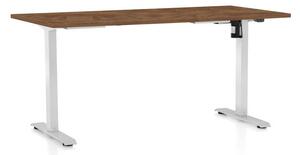 Výškově nastavitelný stůl OfficeTech A, 160 x 80 cm, bílá podnož, dub silverjack