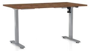 Výškově nastavitelný stůl OfficeTech A, 120 x 80 cm, šedá podnož, dub silverjack
