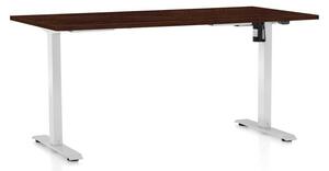 Výškově nastavitelný stůl OfficeTech A, 160 x 80 cm, bílá podnož, wenge