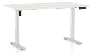 Výškově nastavitelný stůl OfficeTech B, 120 x 80 cm, bílá podnož, bílý jasan