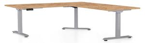 Výškově nastavitelný stůl OfficeTech Angle, 180 x 200 cm, šedá podnož, dub kraft
