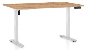 Výškově nastavitelný stůl OfficeTech B, 120 x 80 cm, bílá podnož, dub kraft