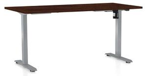Výškově nastavitelný stůl OfficeTech A, 160 x 80 cm, šedá podnož, wenge