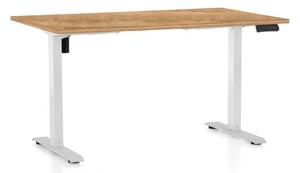 Výškově nastavitelný stůl OfficeTech B, 120 x 80 cm, bílá podnož, dub zlatý