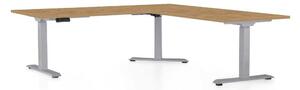 Výškově nastavitelný stůl OfficeTech Angle, 180 x 200 cm, šedá podnož, dub kamenný