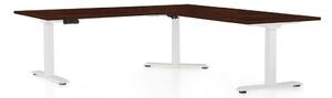 Výškově nastavitelný stůl OfficeTech Angle, 180 x 200 cm, bílá podnož, wenge