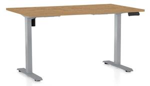 Výškově nastavitelný stůl OfficeTech B, 120 x 80 cm, šedá podnož, dub kamenný