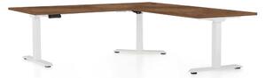 Výškově nastavitelný stůl OfficeTech Angle, 180 x 200 cm, bílá podnož, dub silverjack