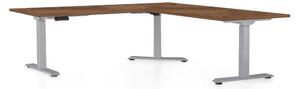 Výškově nastavitelný stůl OfficeTech Angle, 180 x 200 cm, šedá podnož, dub silverjack