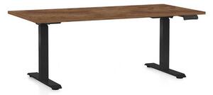 Výškově nastavitelný stůl OfficeTech C, 160 x 80 cm, černá podnož, dub silverjack