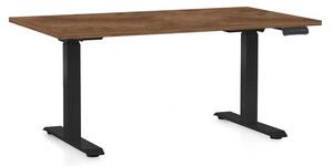 Výškově nastavitelný stůl OfficeTech D, 120 x 80 cm, černá podnož, dub silverjack
