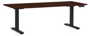 Výškově nastavitelný stůl OfficeTech C, 180 x 80 cm, černá podnož, wenge