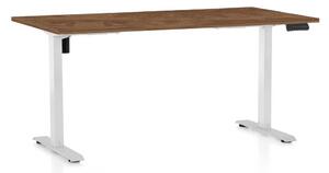 Výškově nastavitelný stůl OfficeTech B, 160 x 80 cm, bílá podnož, dub silverjack