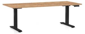 Výškově nastavitelný stůl OfficeTech C, 180 x 80 cm, černá podnož, dub kraft