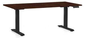 Výškově nastavitelný stůl OfficeTech C, 160 x 80 cm, černá podnož, wenge