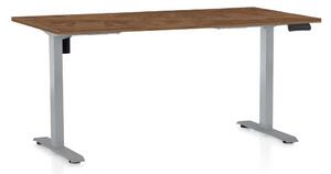 Výškově nastavitelný stůl OfficeTech B, 160 x 80 cm, šedá podnož, dub silverjack