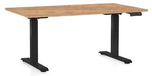 Výškově nastavitelný stůl OfficeTech C, 120 x 80 cm, černá podnož, dub kraft