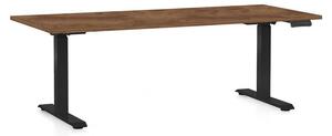 Výškově nastavitelný stůl OfficeTech C, 180 x 80 cm, černá podnož, dub silverjack