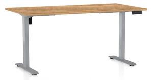 Výškově nastavitelný stůl OfficeTech B, 160 x 80 cm, šedá podnož, dub zlatý