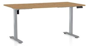 Výškově nastavitelný stůl OfficeTech B, 160 x 80 cm, šedá podnož, dub kamenný