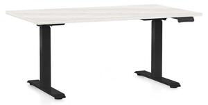 Výškově nastavitelný stůl OfficeTech C, 120 x 80 cm, černá podnož, bílý jasan