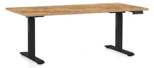 Výškově nastavitelný stůl OfficeTech D, 160 x 80 cm, černá podnož, dub zlatý