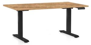 Výškově nastavitelný stůl OfficeTech C, 140 x 80 cm, černá podnož, dub zlatý