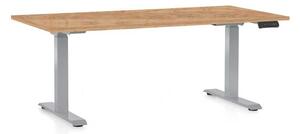 Výškově nastavitelný stůl OfficeTech D, 160 x 80 cm, šedá podnož, dub kraft