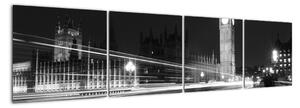 Černobílý obraz Londýna - Big ben (160x40cm)