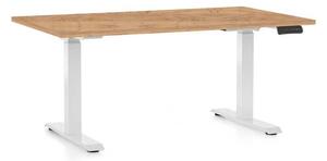 Výškově nastavitelný stůl OfficeTech C, 120 x 80 cm, bílá podnož, dub kraft