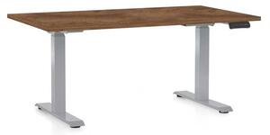 Výškově nastavitelný stůl OfficeTech D, 120 x 80 cm, šedá podnož, dub silverjack