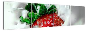 Obraz jahody v jogurtu (160x40cm)