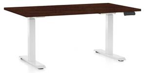Výškově nastavitelný stůl OfficeTech C, 120 x 80 cm, bílá podnož, wenge