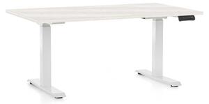 Výškově nastavitelný stůl OfficeTech C, 120 x 80 cm, bílá podnož, bílý jasan
