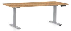 Výškově nastavitelný stůl OfficeTech D, 160 x 80 cm, šedá podnož, dub zlatý