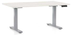 Výškově nastavitelný stůl OfficeTech D, 120 x 80 cm, šedá podnož, bílý jasan