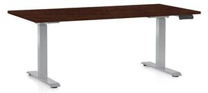 Výškově nastavitelný stůl OfficeTech D, 160 x 80 cm, šedá podnož, wenge