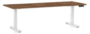 Výškově nastavitelný stůl OfficeTech C, 200 x 80 cm, bílá podnož, dub silverjack
