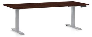 Výškově nastavitelný stůl OfficeTech D, 180 x 80 cm, šedá podnož, wenge