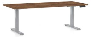 Výškově nastavitelný stůl OfficeTech D, 180 x 80 cm, šedá podnož, dub silverjack