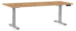 Výškově nastavitelný stůl OfficeTech D, 180 x 80 cm, šedá podnož, dub zlatý