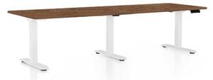 Výškově nastavitelný stůl OfficeTech Long, 240 x 80 cm, bílá podnož, dub silverjack